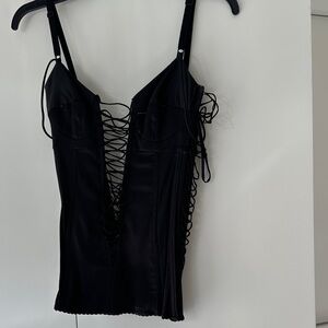 Elegant Black Lace-Up Women's Top